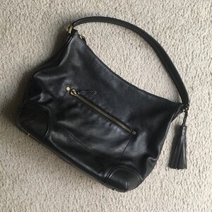 COLE HAAN/BLACK-LEATHER SHOULDER BAG/NEW